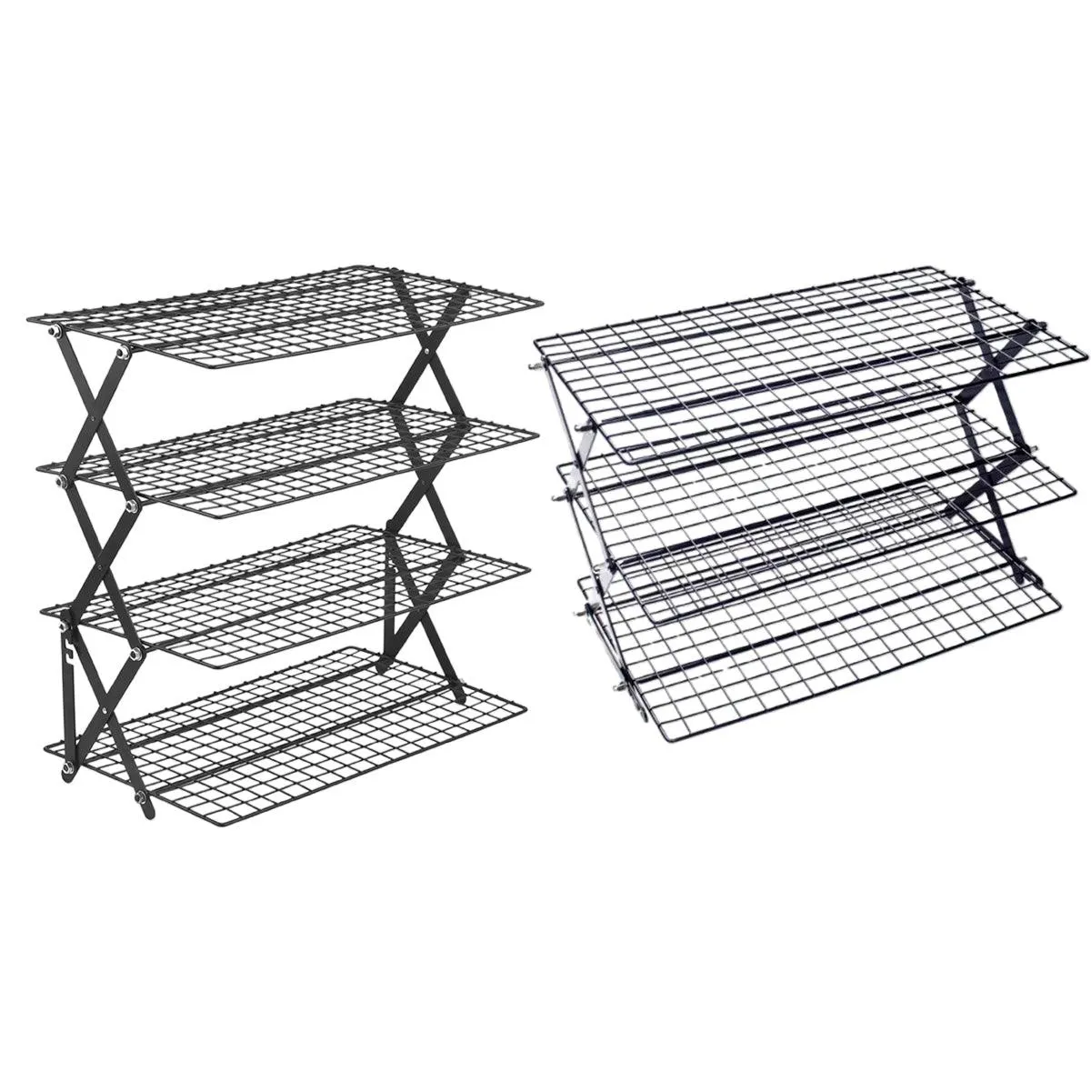 3/4 Tier Camping Dining Rack Iron Shelf Portable Picnic Rack Foldable Storage Table