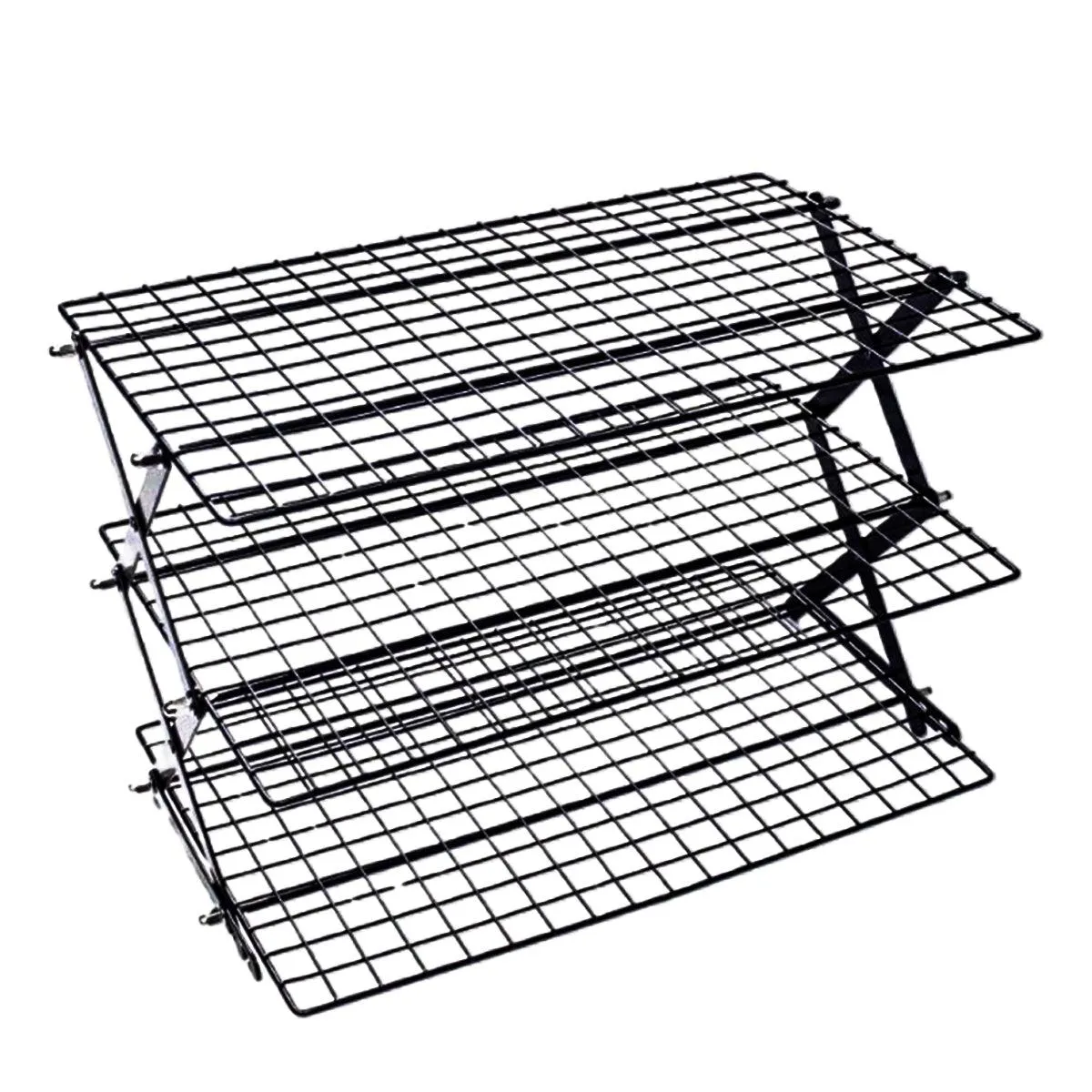 3/4 Tier Camping Dining Rack Iron Shelf Portable Picnic Rack Foldable Storage Table