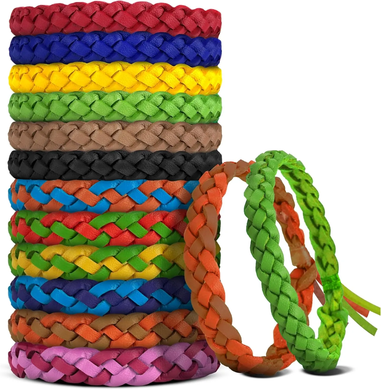 36 Pack Mosquito Repellent Bracelets, DEET-Free, Individually Wrapped PU Leather Insect & Bug Repellent Wrist Bands