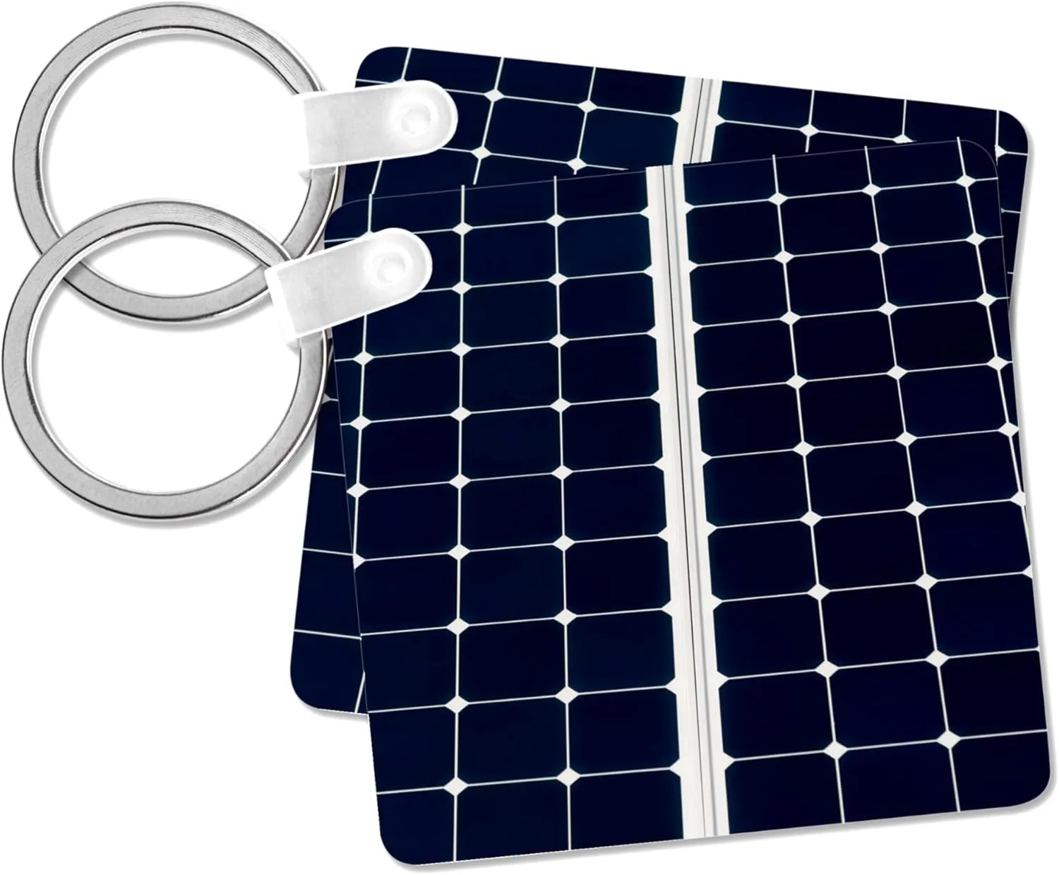 3dRose, Dark blue solar power panel divided into two parts by white frame, Key Chain