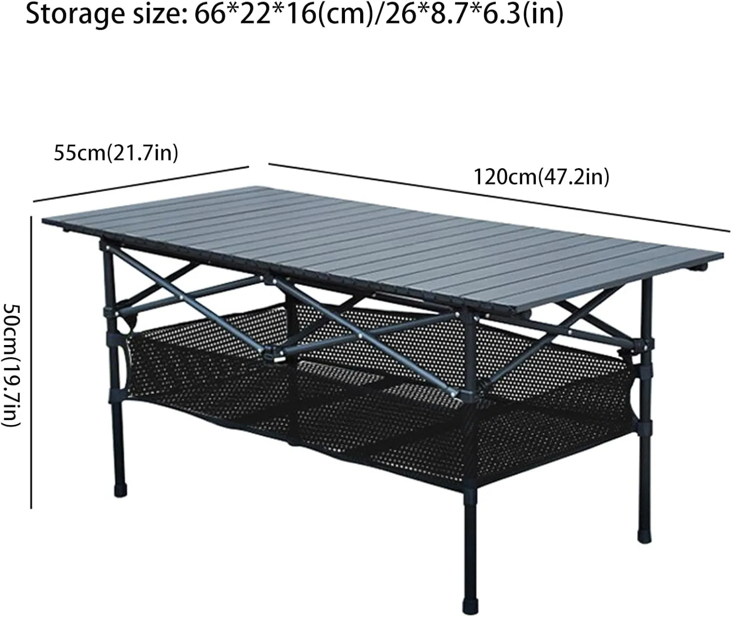 4-6 Persons Portable Outdoor Folding Table, Camping Folding Table with Mesh Bag, Roll Up Lightweight Picnic Table for Hiking, Backpacking and Fishing