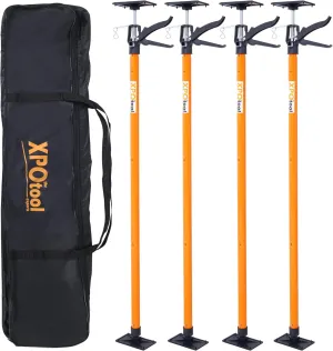 4 Pack Adjustable Support Pole, Steel 3rd Hand Support System, Support Rod for Jacks Cargo Bars Drywalls, Cabinet Jacks for Installing Cabinets,Extends from 45 to 114 Inch,with carry bag, Orange