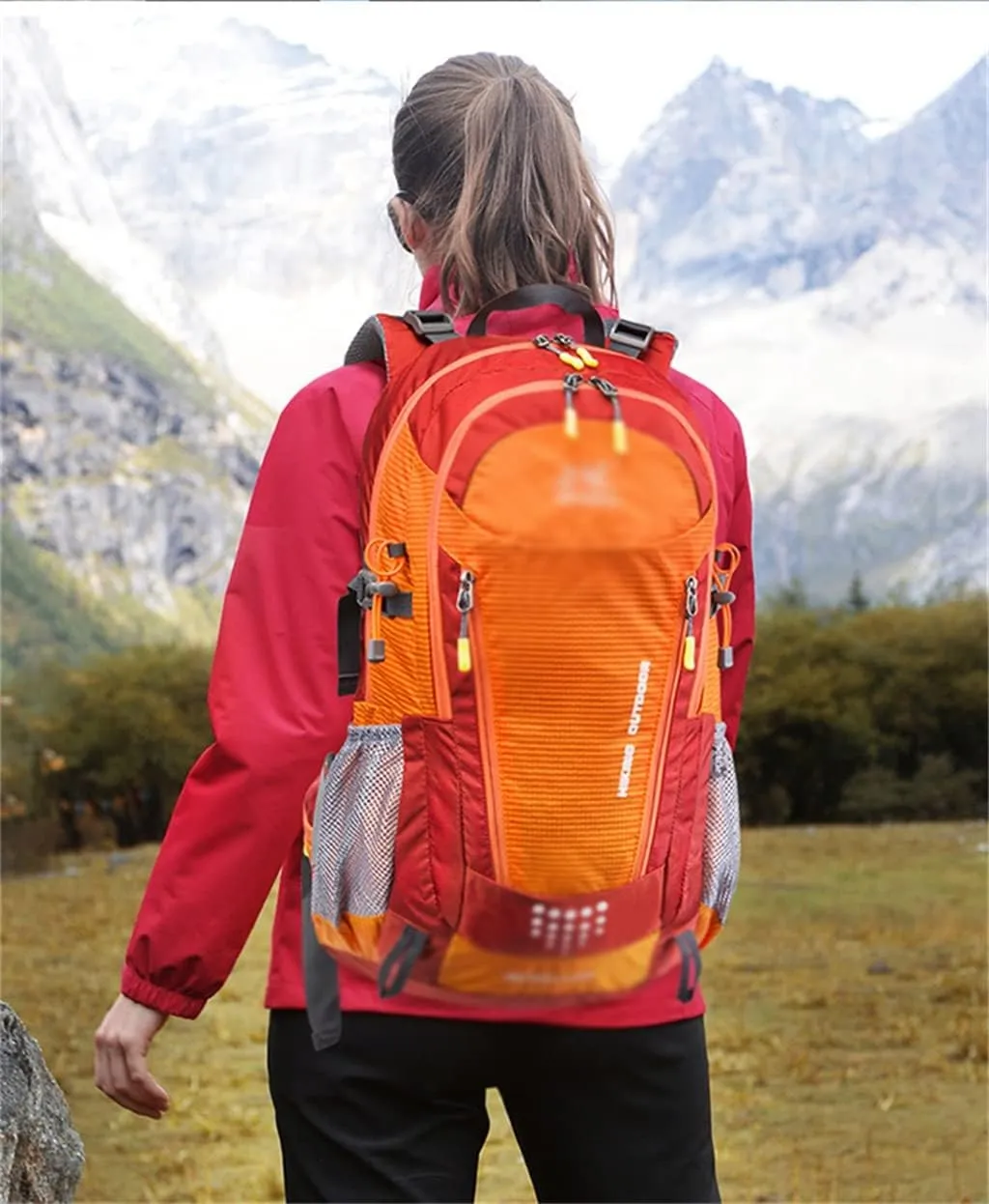 40L Camping Backpack Travel Hiking Backpack Outdoor Bag with Rain Cover(D)