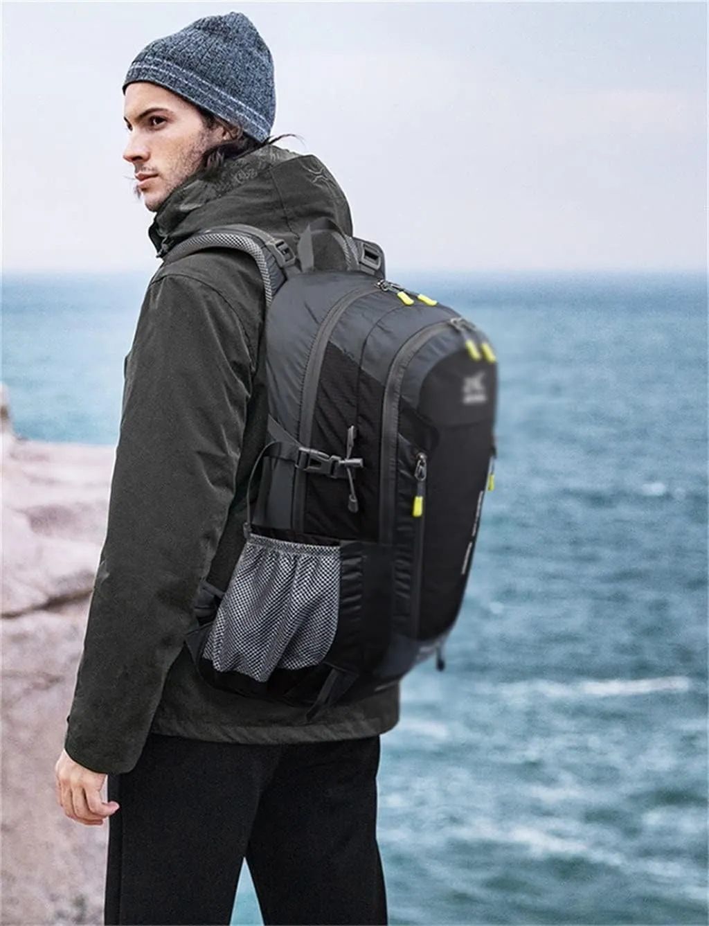 40L Camping Backpack Travel Hiking Backpack Outdoor Bag with Rain Cover(D)