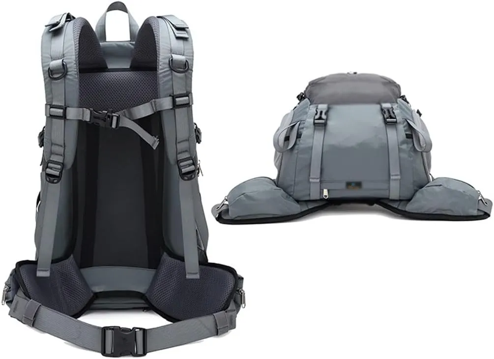 40L Hiking Backpack Outdoor Mountaineering Bag Large Capacity Travel Sports Backpack(Argento)