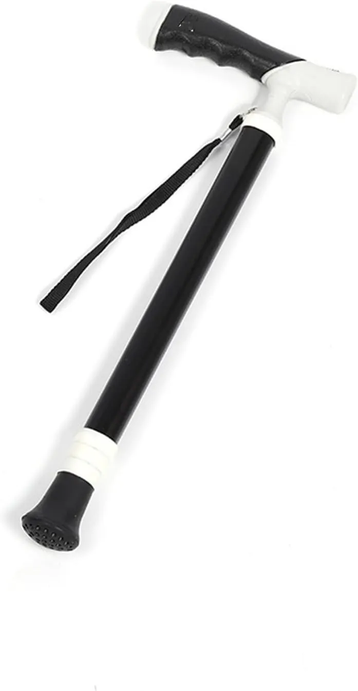 41In Telescopic Blind Cane, Outdoor Hiking Trekking Pole, Height Adjustable Titanium Alloy Folding Cane, Black