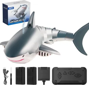 4DRC 2.4G Remote Control Shark Toy, Electric RC Shark Boat Pool Toys for Kids 3-5 5-7, Toy Shark for Swimming Pool Bathroom Great Gift RC Boat Toys for 3  Year Old Boys and Girls