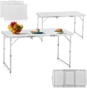 4ft Folding Camping Table, Portable Lightweight Outdoor Table for Travel Picnic Cooking Beach,Folding Camping Table,Table for Grill Travel Table Outdoor Picnic,Beach,BBQ 120 x 60 x 35/65CM