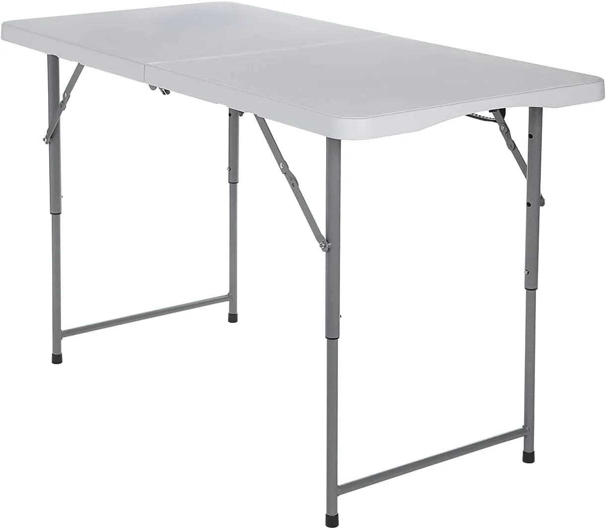 4ft Plastic Folding Table, Indoor Outdoor Heavy Duty Portable Handle, Lock for Picnic, Party, Pong, Camping - White (4ft)