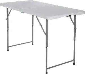 4ft Plastic Folding Table, Indoor Outdoor Heavy Duty Portable Handle, Lock for Picnic, Party, Pong, Camping - White (4ft)
