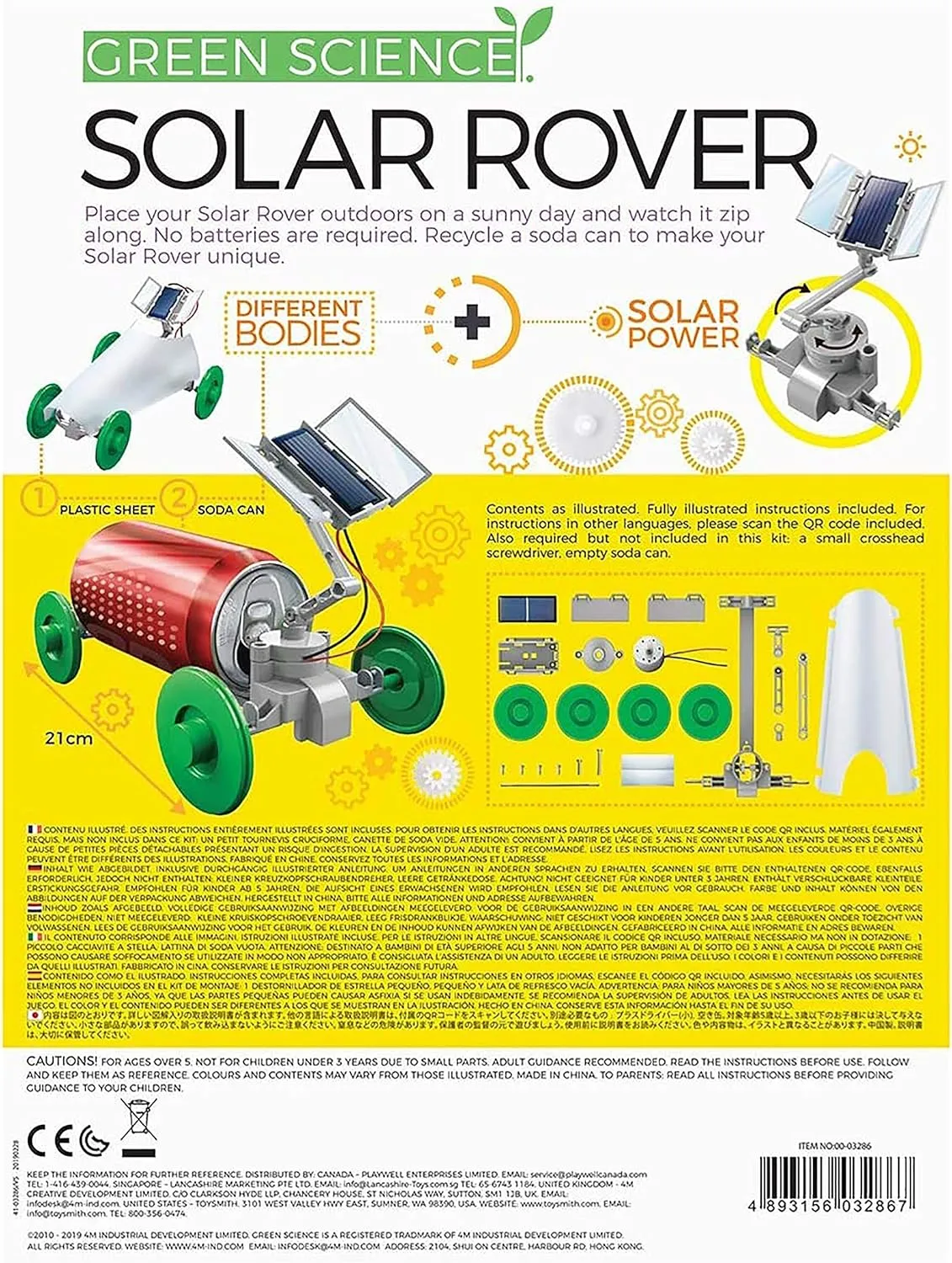 4M Green Science Solar Rover, DIY STEAM Powered Kids Science Kit, Boys & Girls Ages 5 