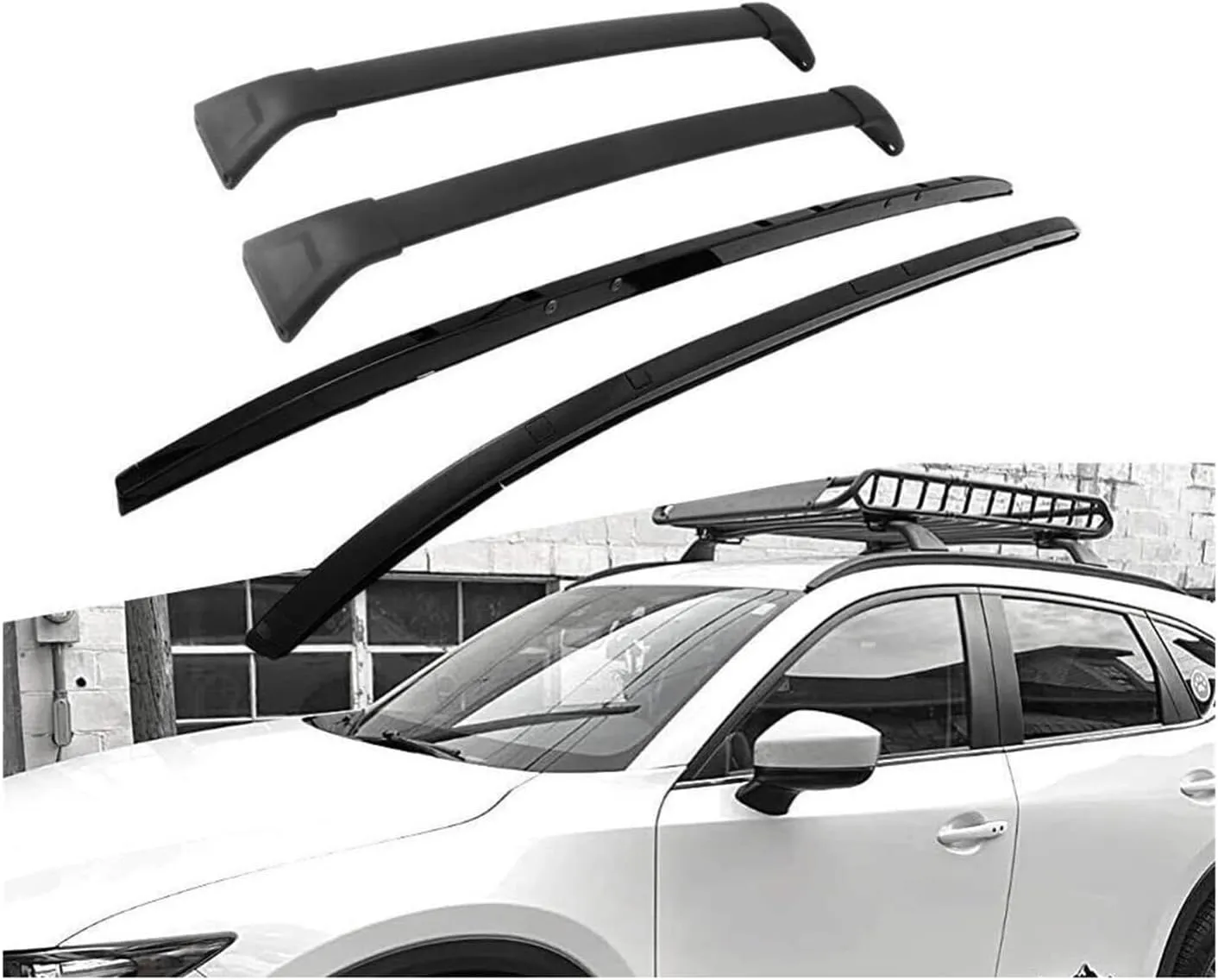 4Pcs Roof Side Rail Racks Cross Bars Crossbars Compatible for Mazda 2017-2022 CX-5 CX5
