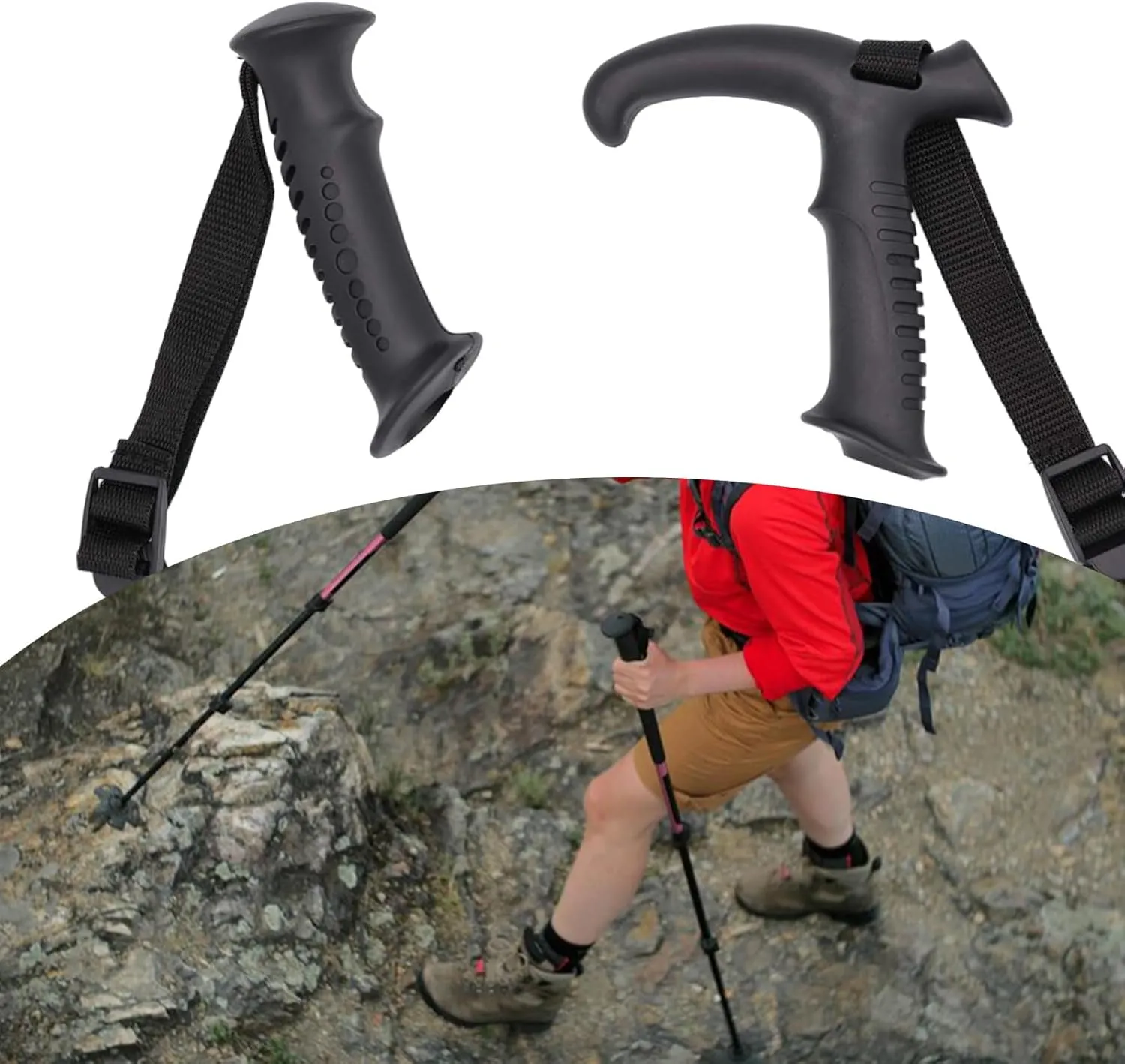 4Pcs Trekking Poles Handle Replacement Walking Cane Grip Climbing Stick Handle Comfortable Ergonomic Walking Cane Grip