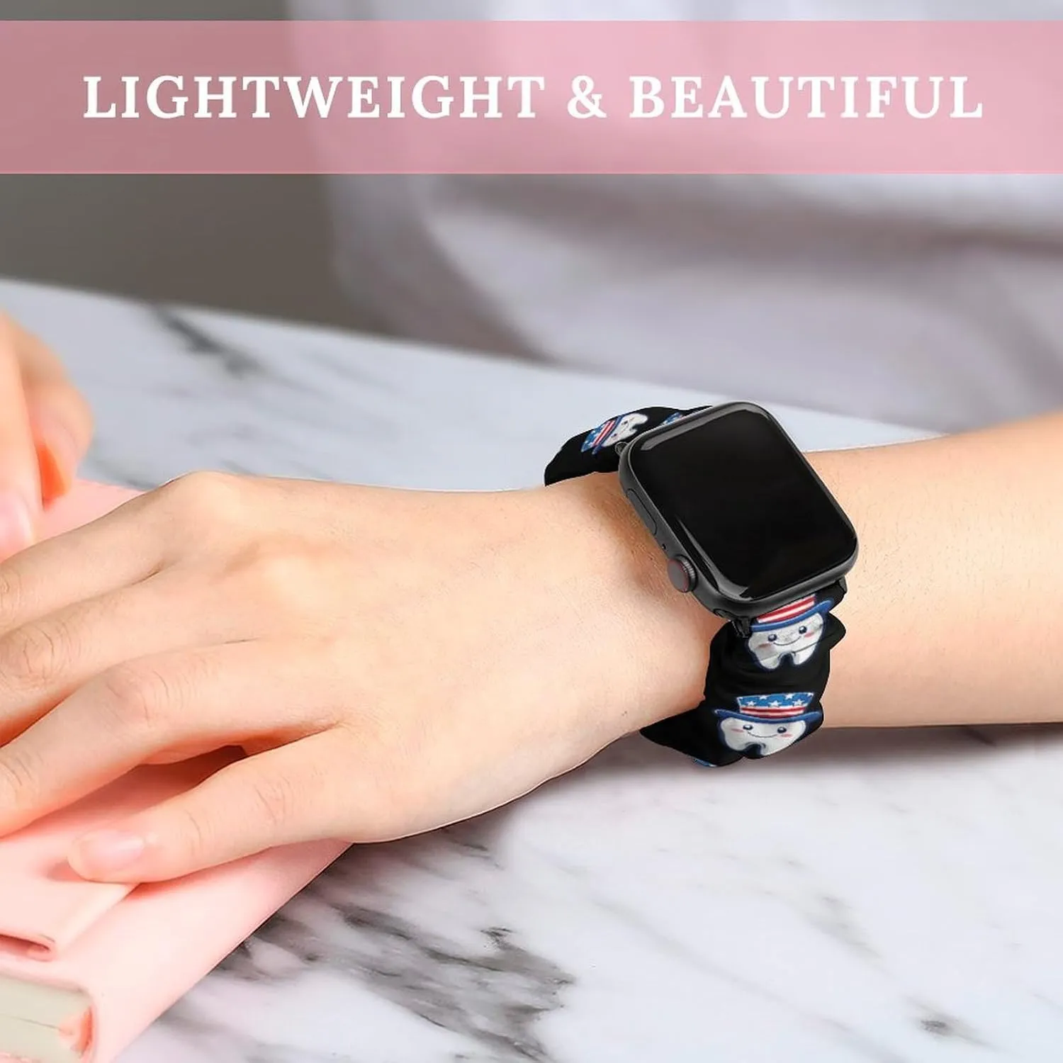 4th Of July U.S. Tooth Fashion Watch Strap Scrunchies Wristbands Compatible With IWatch Series