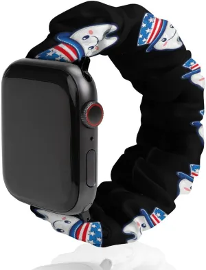 4th Of July U.S. Tooth Fashion Watch Strap Scrunchies Wristbands Compatible With IWatch Series