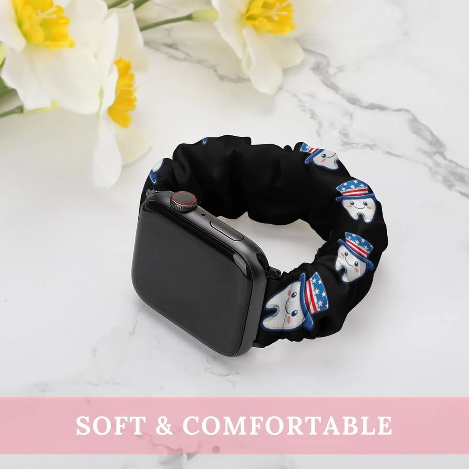 4th Of July U.S. Tooth Fashion Watch Strap Scrunchies Wristbands Compatible With IWatch Series