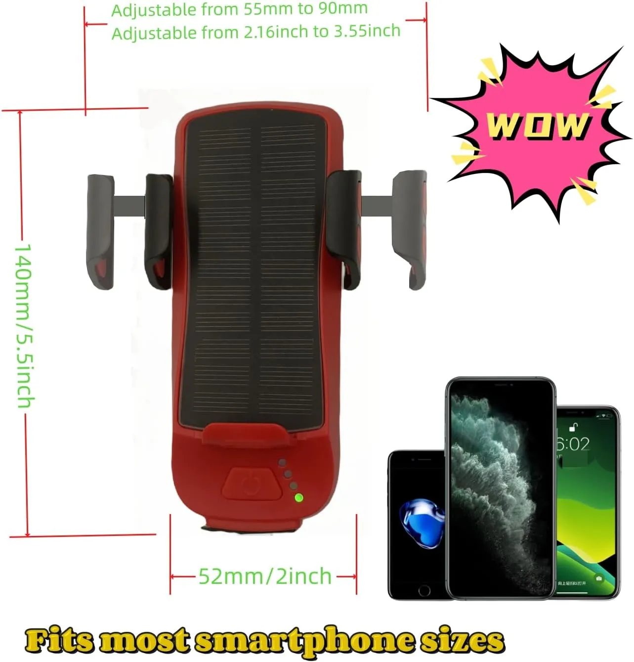 5-in-1 Solar Bicycle Light with Phone Holder, Horn