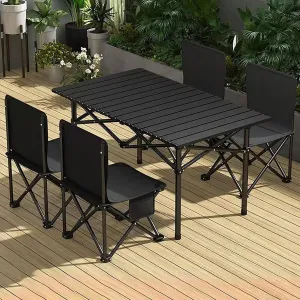 5-Piece Camping Table and Chair Set – Portable Table and Foldable Chairs with Storage Bags, Portable and Lightweight - Camping Chair with Table Set,Yellow