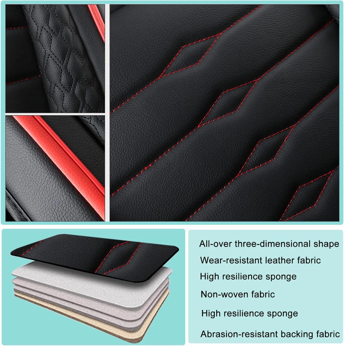 5 Seat Covers for Hyundai Elantra 2002-2024 Napa Leather Seat Covers Water and Dust Resistant Soft Car Seat Protectors Comfortable Car Seat Covers with Airbags (Black White Bars, Luxury)