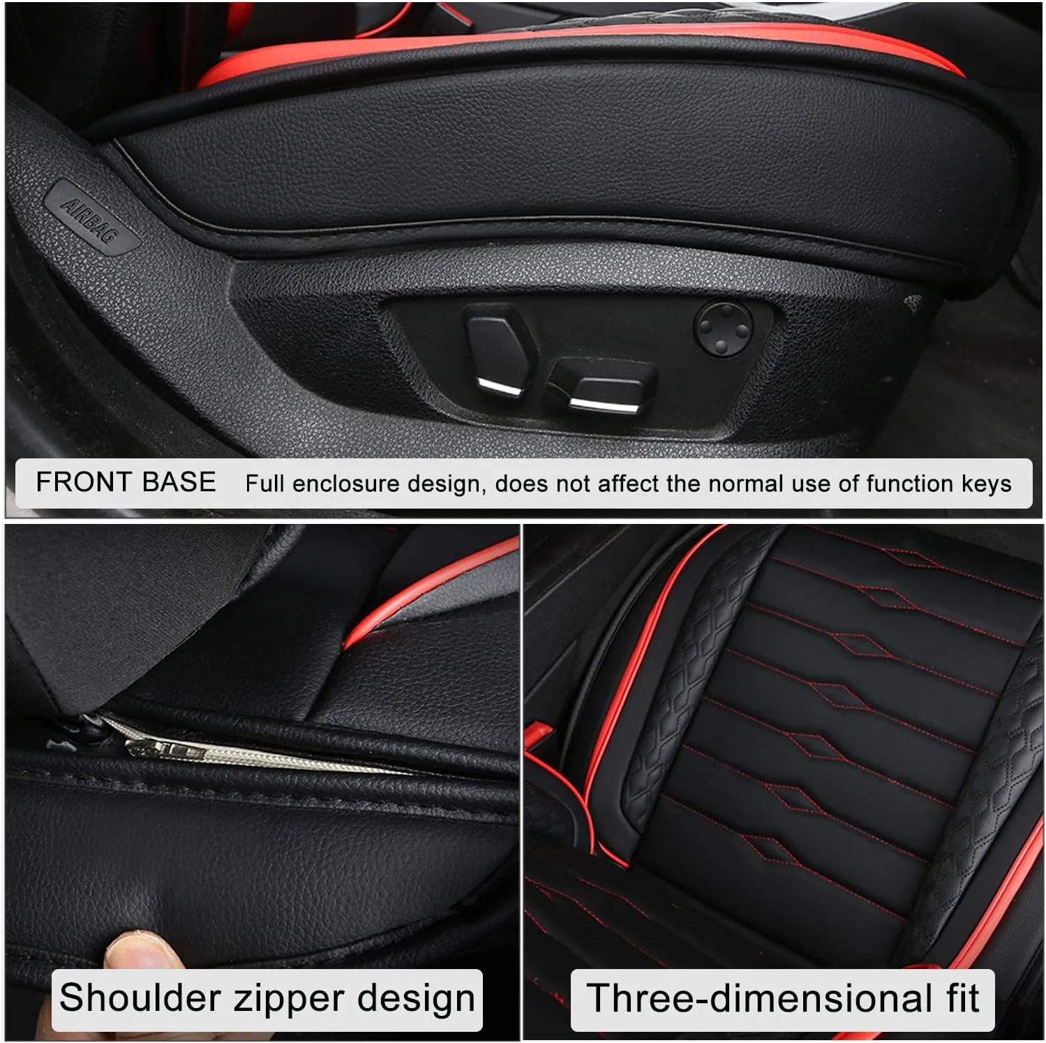 5 Seat Covers for Hyundai Elantra 2002-2024 Napa Leather Seat Covers Water and Dust Resistant Soft Car Seat Protectors Comfortable Car Seat Covers with Airbags (Black White Bars, Luxury)