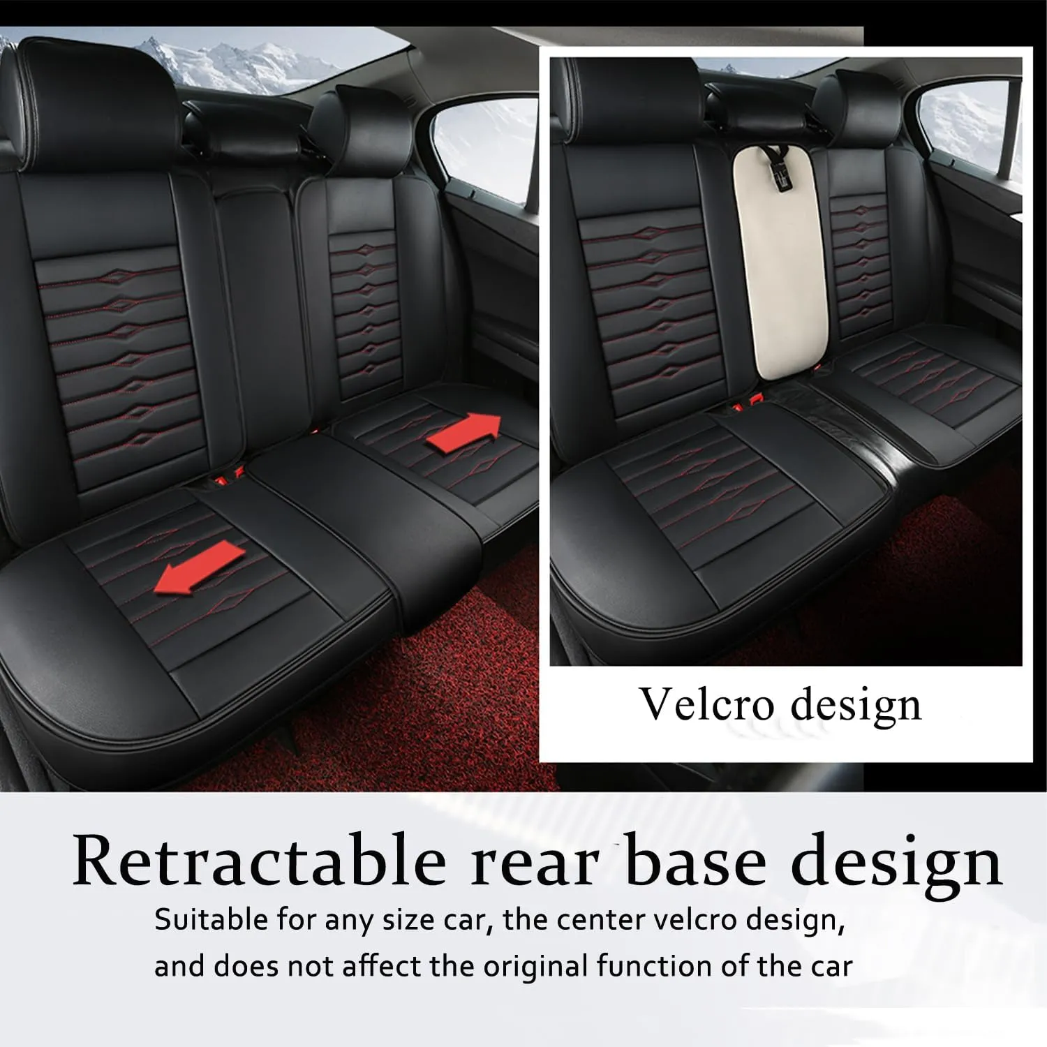 5 Seat Covers for Hyundai Elantra 2002-2024 Napa Leather Seat Covers Water and Dust Resistant Soft Car Seat Protectors Comfortable Car Seat Covers with Airbags (Black White Bars, Luxury)