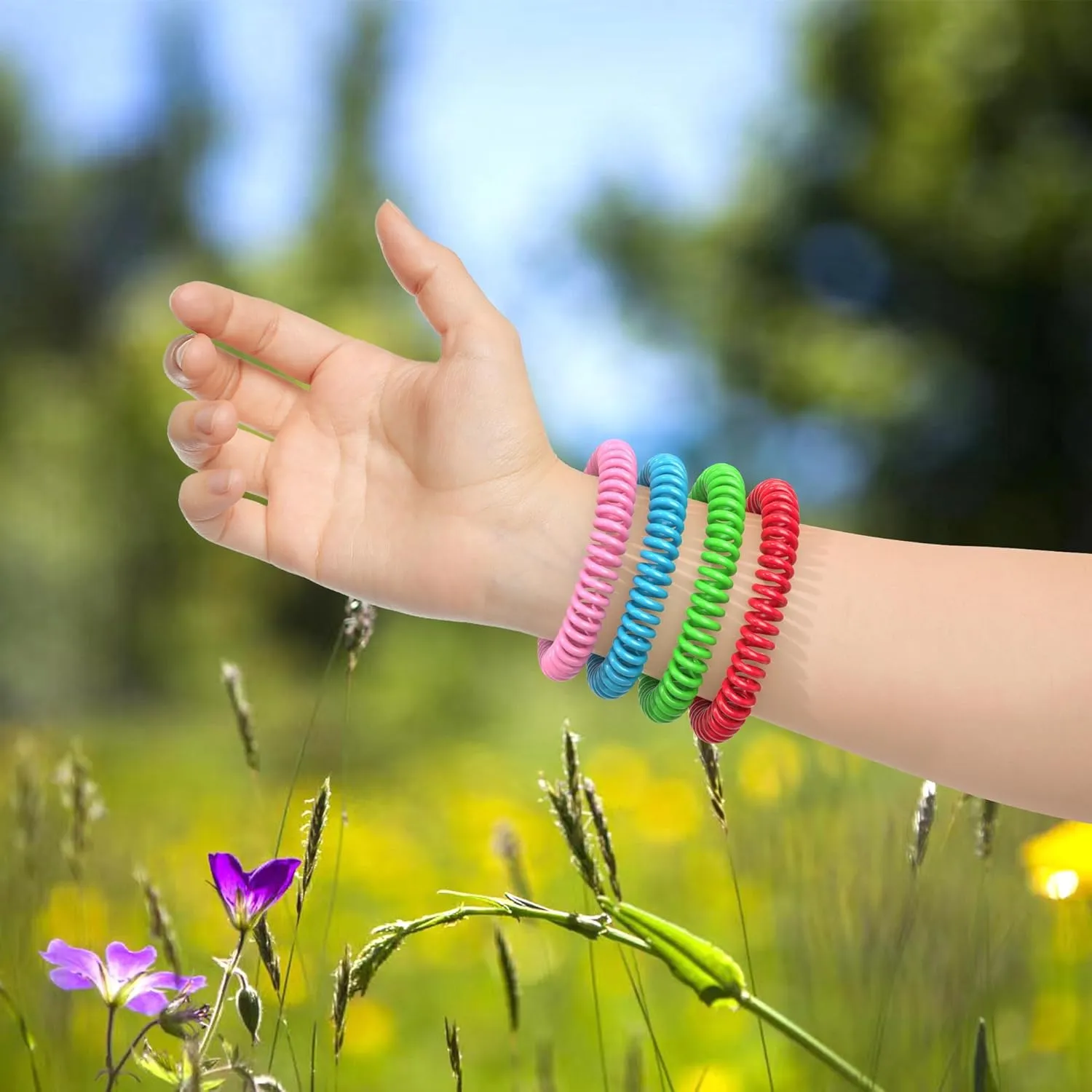 50 Pack Mosquito Repellent Bracelets, DEET-Free Mosquito Bands for Adults & Kids, Individually Wrapped Repellent Wristbands, Camping Travel Beach Essentials