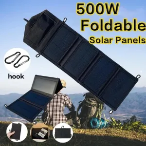 500W Solar Panel 5V USB Portable Waterproof For Cell Phone Power Bank Battery Charger Outdoor Camping Hiking Fishing