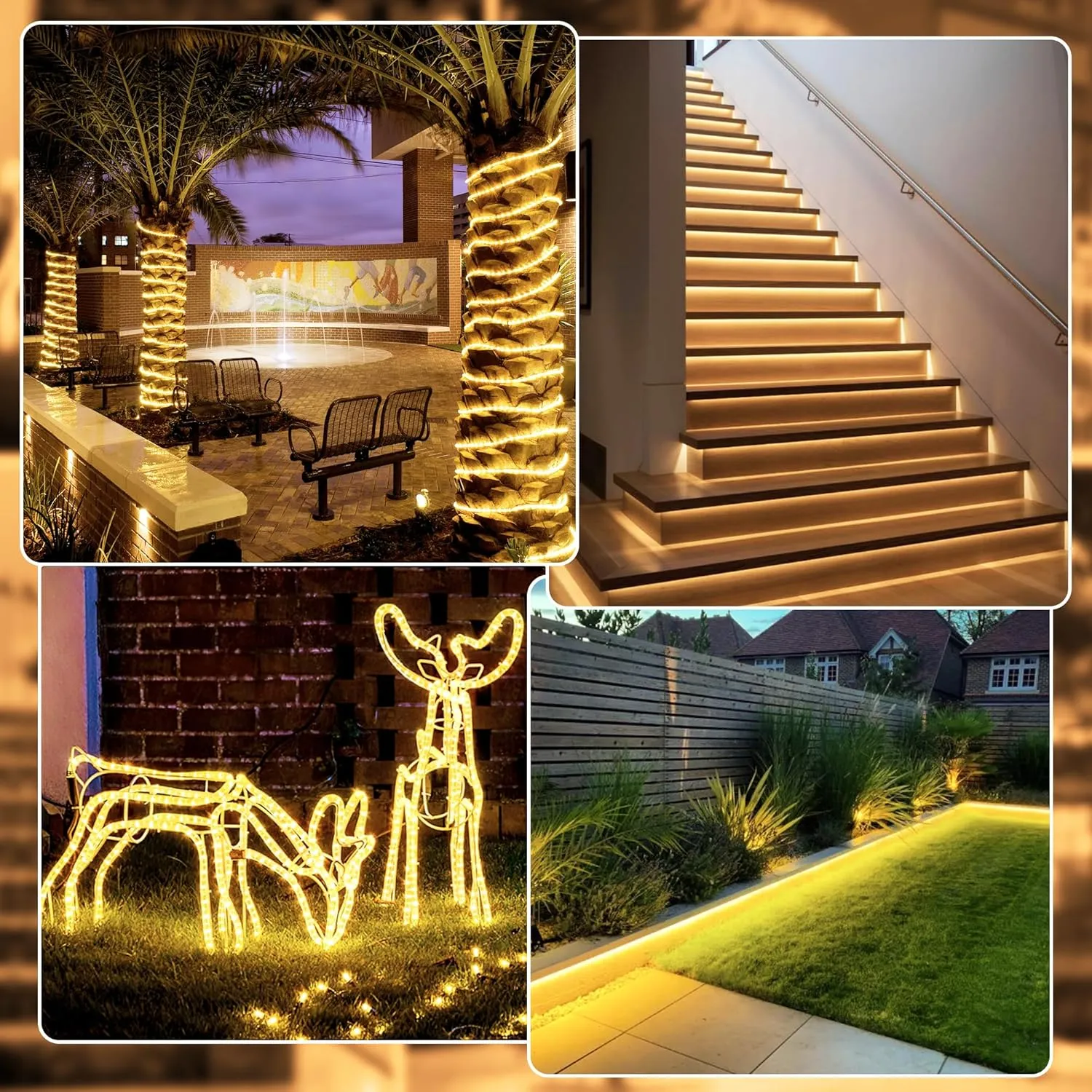 50ft LED Rope Lights with Remote, 300 LED IP68 Waterproof Rope Lights with Plug & Timer, Rope Lights for Outside, Indoor, Patio, Pool, Bedroom, Party, Indoor Decoration (Warm White)