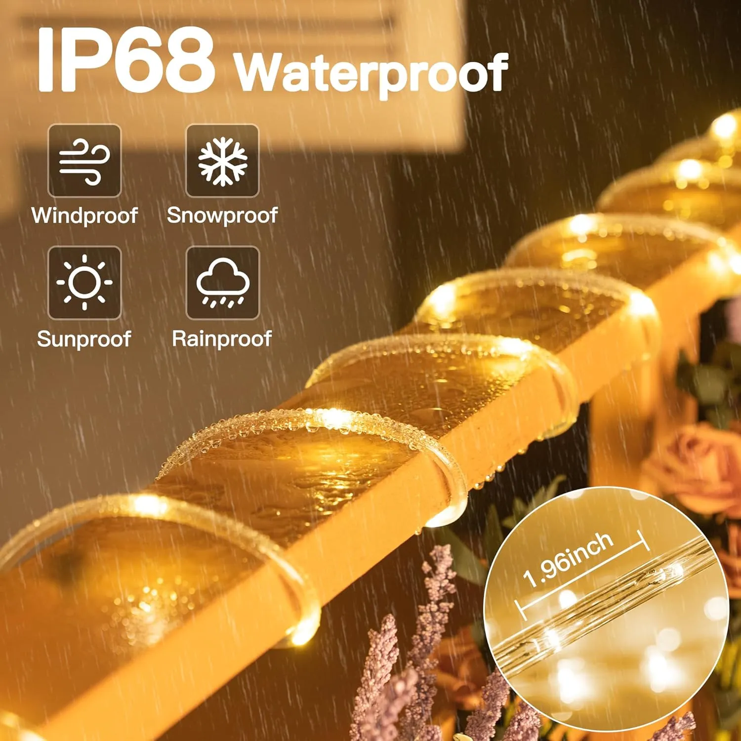 50ft LED Rope Lights with Remote, 300 LED IP68 Waterproof Rope Lights with Plug & Timer, Rope Lights for Outside, Indoor, Patio, Pool, Bedroom, Party, Indoor Decoration (Warm White)