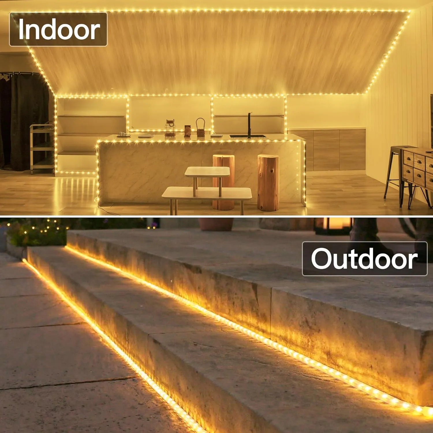 50ft LED Rope Lights with Remote, 300 LED IP68 Waterproof Rope Lights with Plug & Timer, Rope Lights for Outside, Indoor, Patio, Pool, Bedroom, Party, Indoor Decoration (Warm White)