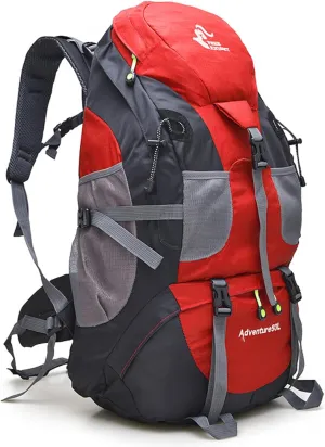 50L Hiking Backpack, Waterproof Camping Backpack Bag Daypack for Backpacking Traveling Trekking Climbing, Red
