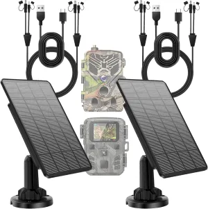 5W Trail Camera Solar Panel, 12V Solar Battery with Built - in 5200mAh Rechargeable Lithium Battery Compatible with Hunting Camera, Continuous Solar Panel for Game Camera
