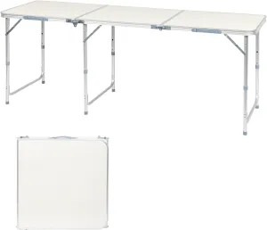 6.0 Ft Folding Portable Camping Table, Adjustable Height, Outdoor Waterproof Aluminum Lightweight Suitcase Table for Picnic, BBQ, Beach, Dining