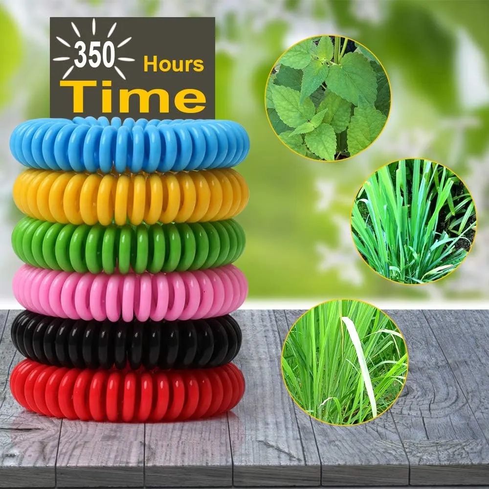 60 Pack Mosquito Repellent Bracelets, DEET-Free Mosquito Bands for Adults & Kids, Individually Wrapped Repellent Wristbands, Camping Travel Beach Essentials