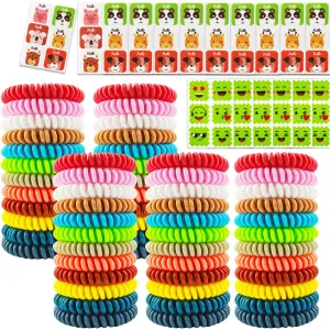 60 Pack Mosquito Repellent Braceletss with 120 Pcs Mosquito Repellent Stickers, Individually Wrapped Natural Insect & Bug Repellent Wristbandfor Kids & Adults Outdoor Camping Traveling Fishing