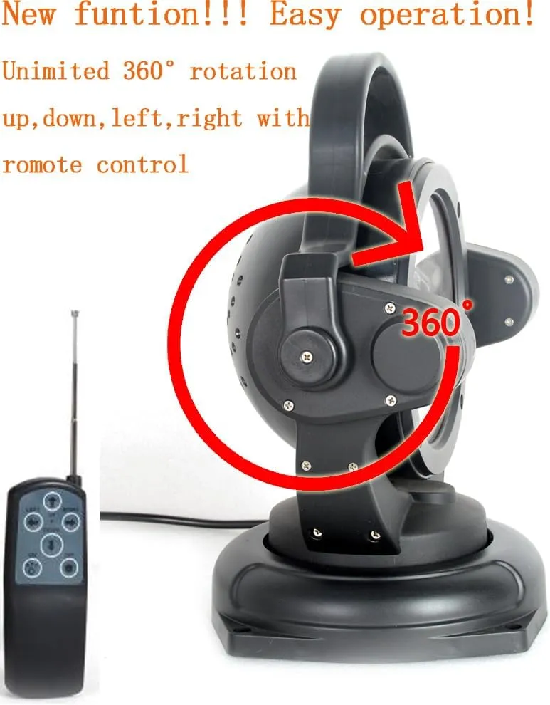 60w Remote Control Led Searchlight Marine Boat Portable 360 Degrees Rotating Remote Control 9-32V Work Light Spot Light Fog Lights Offroad Lights for SUV ATV 4wd Truck Boat Led Spotlight