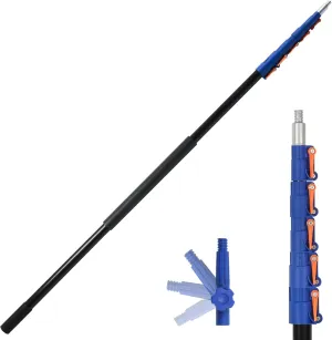 7-30FT Reach Telescoping Extension Pole, Multi-Purpose Extendable Pole with Universal Twist-on Metal Tip for Hanging Light Bulb Changer, Paint Roller, Duster, Window/Gutter Cleaning (7-30FT)