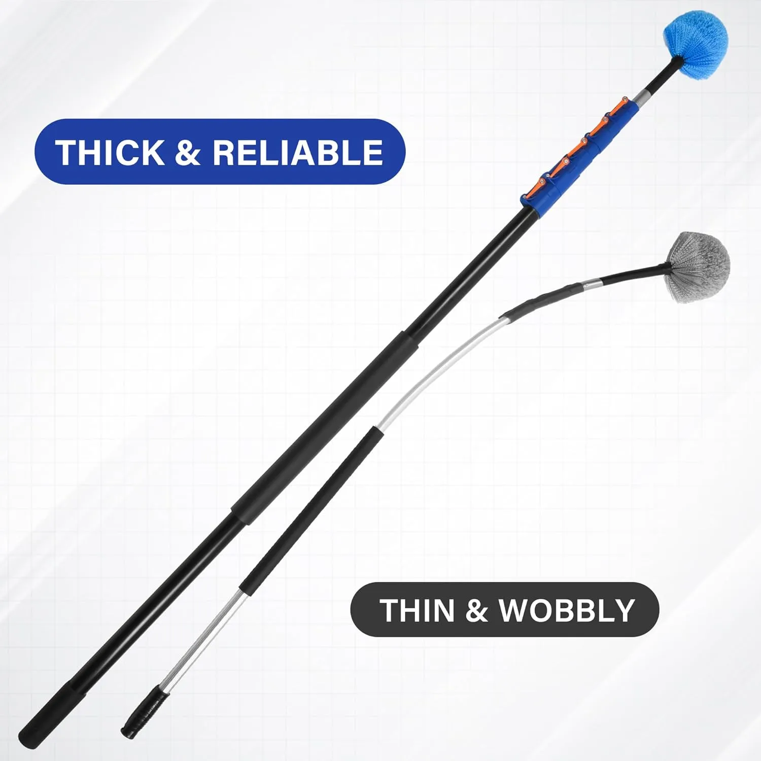 7-30FT Reach Telescoping Extension Pole, Multi-Purpose Extendable Pole with Universal Twist-on Metal Tip for Hanging Light Bulb Changer, Paint Roller, Duster, Window/Gutter Cleaning (7-30FT)