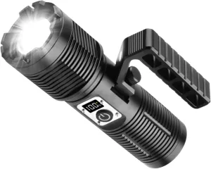7018 Handheld Rechargeable LED Flashlight, Super Bright Torch with high Lumen,11 Light Modes, 4 Batteries of 10400mAh with Power Bank Function