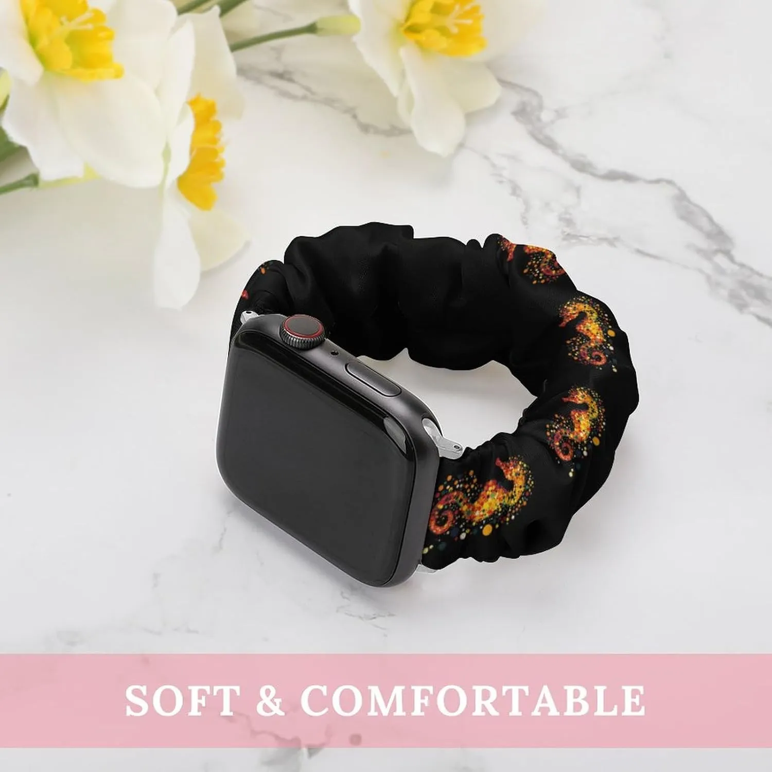 Abstract Hippocampus Seahorse Fashion Watch Strap Scrunchies Wristbands Compatible With IWatch Series
