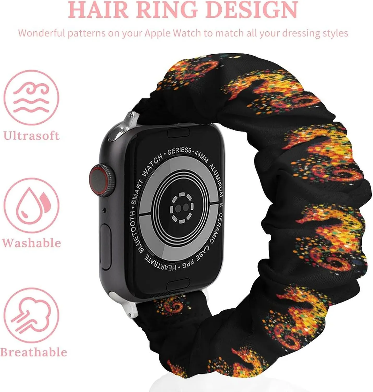 Abstract Hippocampus Seahorse Fashion Watch Strap Scrunchies Wristbands Compatible With IWatch Series