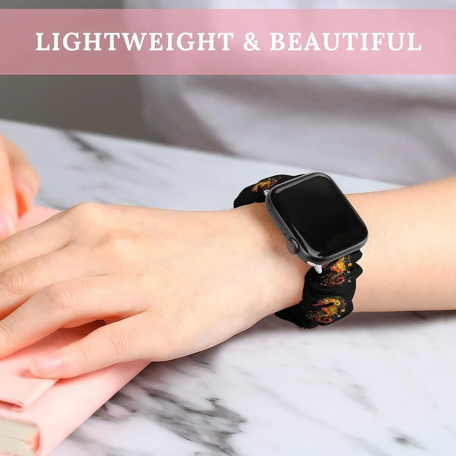 Abstract Hippocampus Seahorse Fashion Watch Strap Scrunchies Wristbands Compatible With IWatch Series