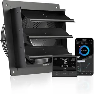 AC Infinity AIRLIFT T10, Shutter Exhaust Fan 10" with WiFi Temperature Humidity Controller, EC-Motor Wall Mount Ventilation and Cooling for Sheds, Attics, Workshops, and Greenhouses