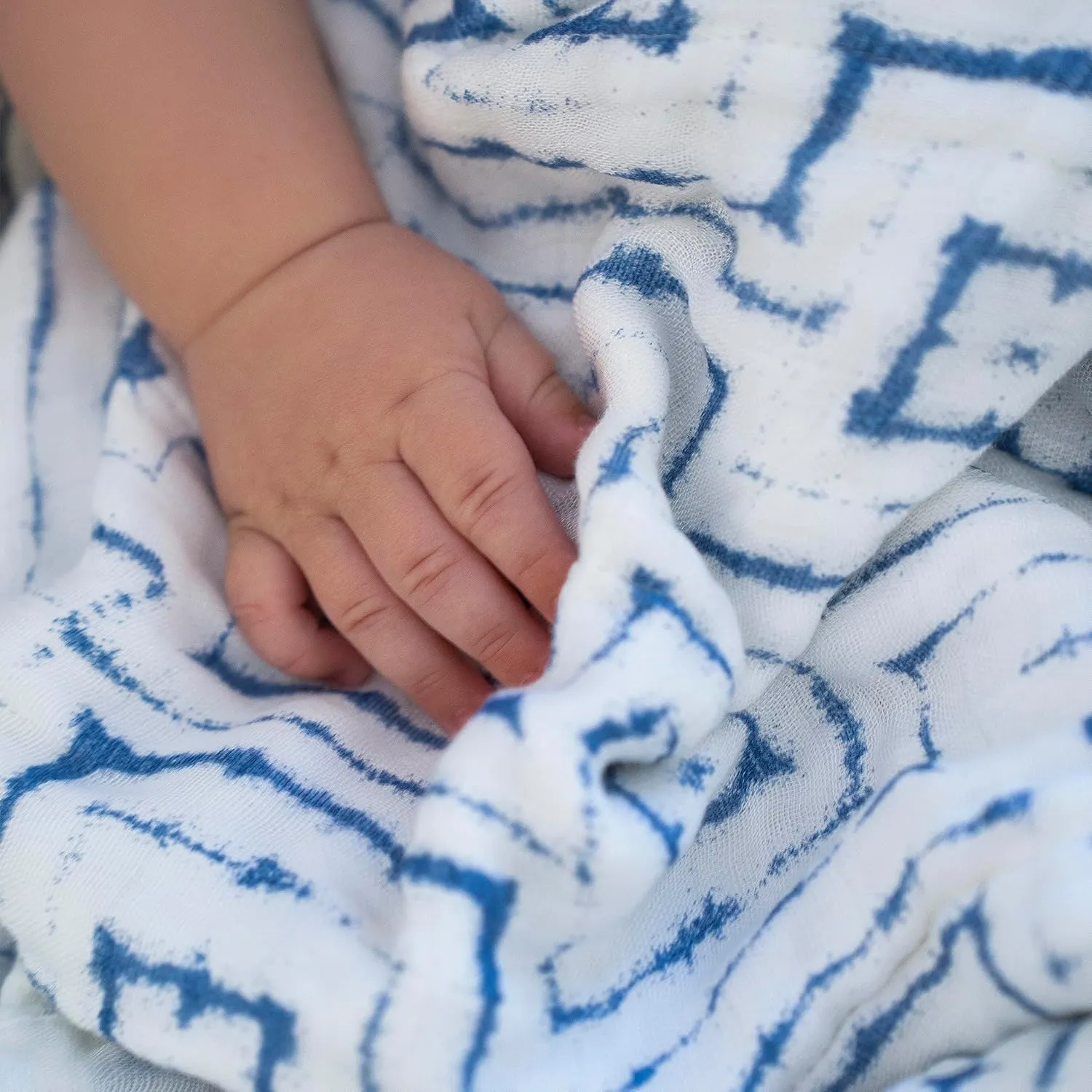 aden   anais Silky Soft Dream Blanket | 100% Viscose Bamboo Muslin Baby Blankets for Girls & Boys | Ideal Newborn Nursery & Crib Blanket | Unisex Toddler & Infant Boutique Bedding, Indigo Shibori Blue