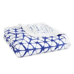 aden   anais Silky Soft Dream Blanket | 100% Viscose Bamboo Muslin Baby Blankets for Girls & Boys | Ideal Newborn Nursery & Crib Blanket | Unisex Toddler & Infant Boutique Bedding, Indigo Shibori Blue