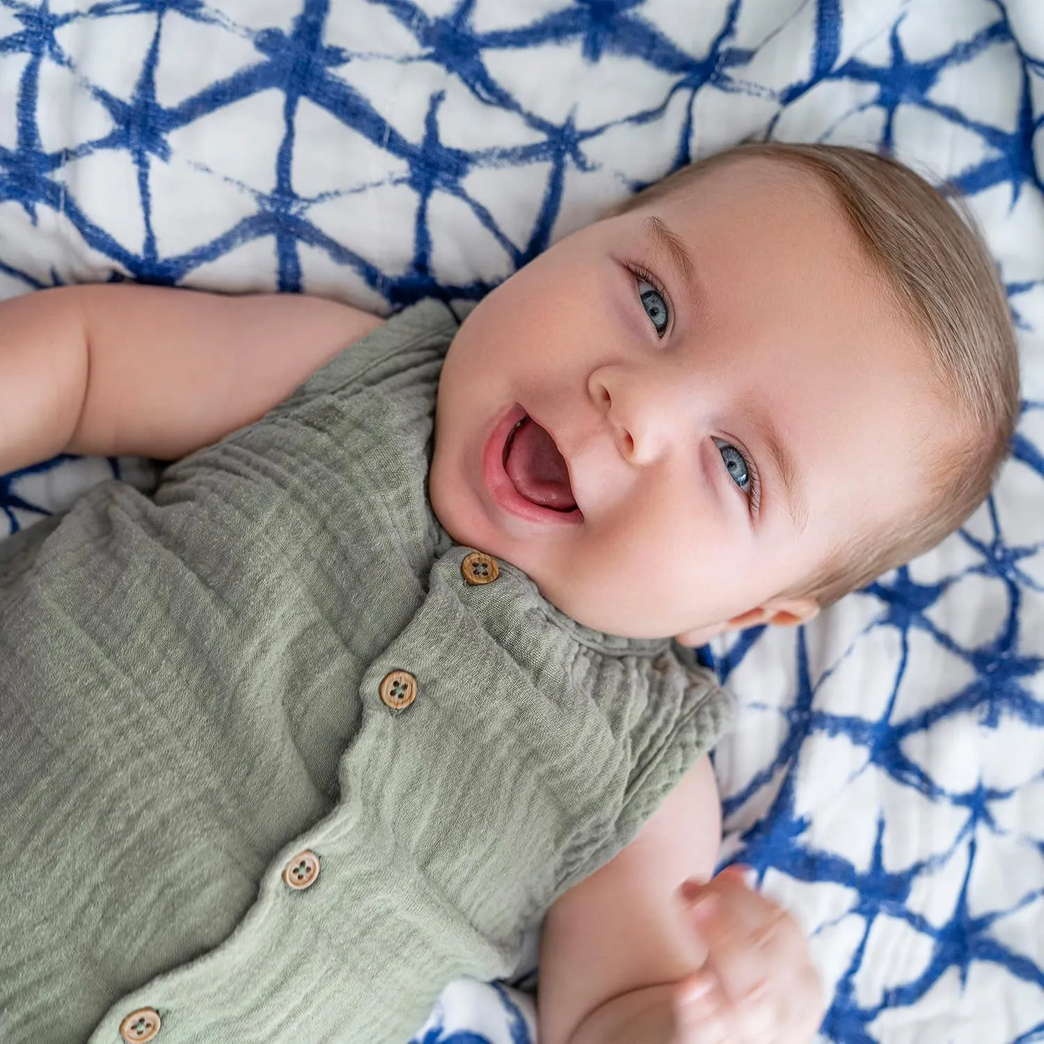 aden   anais Silky Soft Dream Blanket | 100% Viscose Bamboo Muslin Baby Blankets for Girls & Boys | Ideal Newborn Nursery & Crib Blanket | Unisex Toddler & Infant Boutique Bedding, Indigo Shibori Blue
