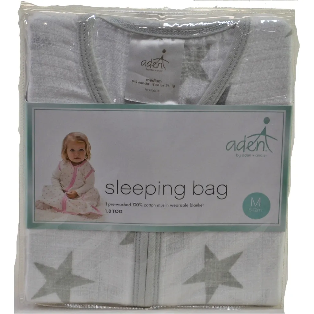 Adent by aden & anais Sleeping Bag Gray Stars Medium 6-12M