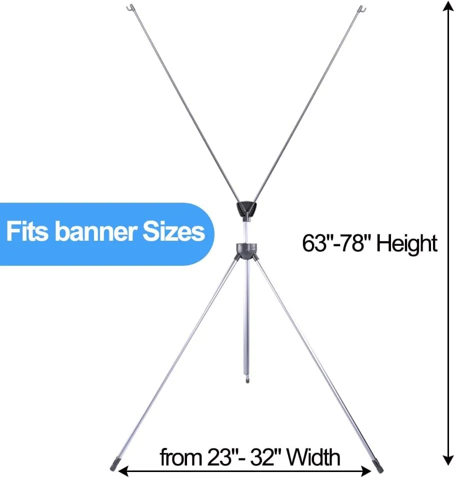 Adjustable X Banner Stand Fits Any Banner Size Width 23" to 32" and Height 63" to 78",Portable Retractable Banner Holder with Carrying Bag - Customize Banner for Trade Show, Exhibition, 2 Pack
