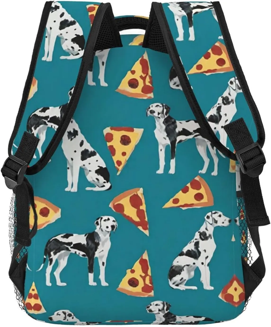 Adults Lightweight Great Dane Dog Pizza Art Rucksacks Large Capacity Bookbag With Adjustable Shoulder Straps for Trekking Outdoors Bicycle