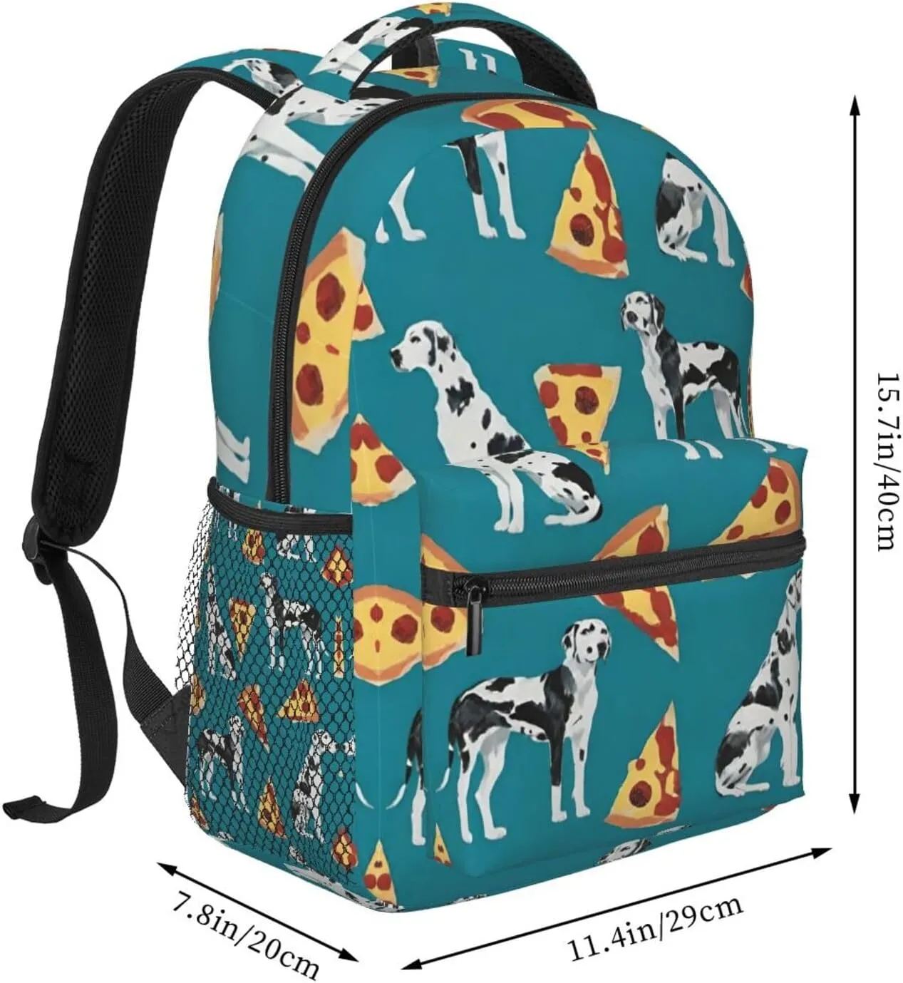 Adults Lightweight Great Dane Dog Pizza Art Rucksacks Large Capacity Bookbag With Adjustable Shoulder Straps for Trekking Outdoors Bicycle